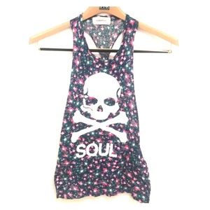 SoulCycle floral skull crop tank xs